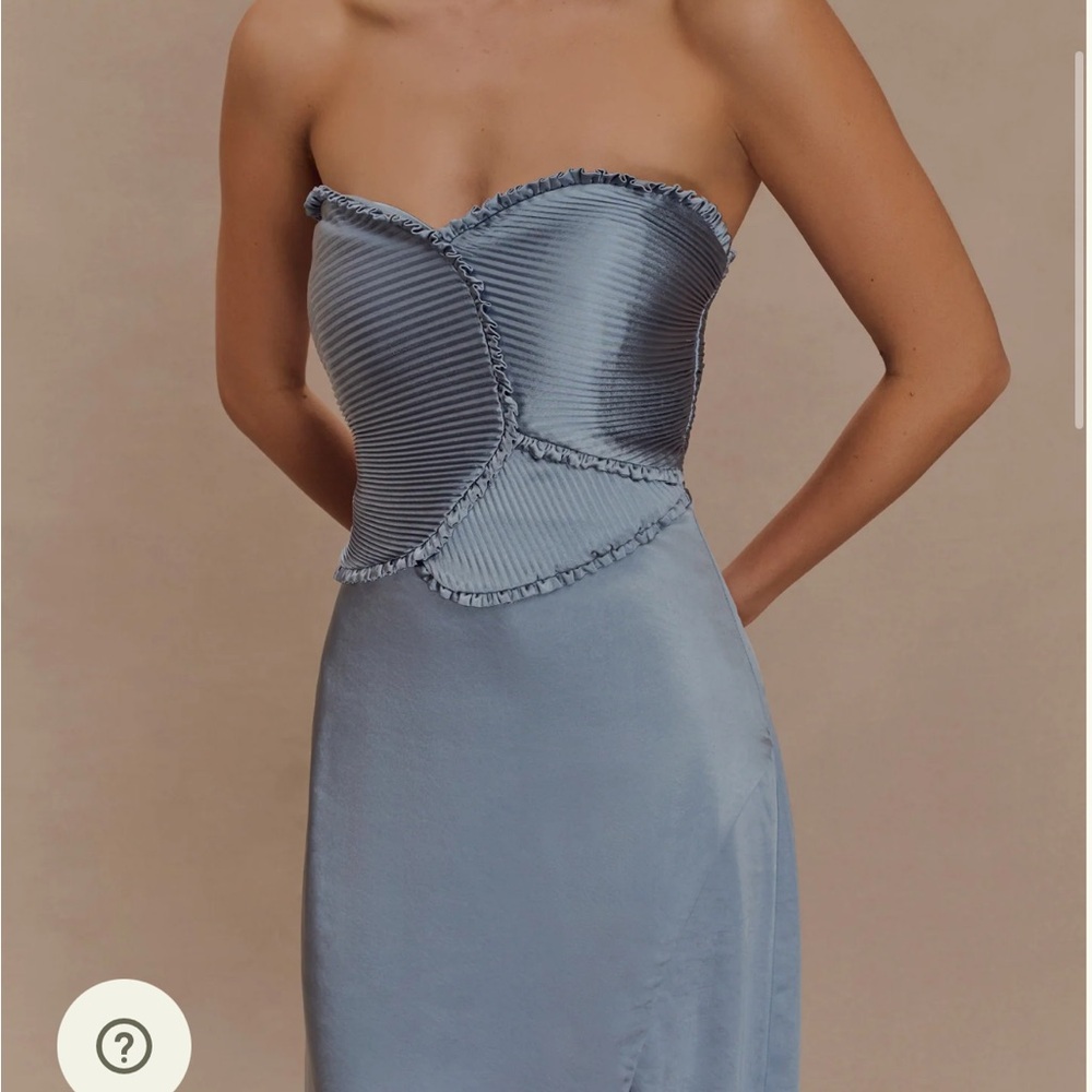Meshki Satin Maxi Dress With Ruched Petals - Frosted Blue

Regular price $195 - Picture 2 of 4